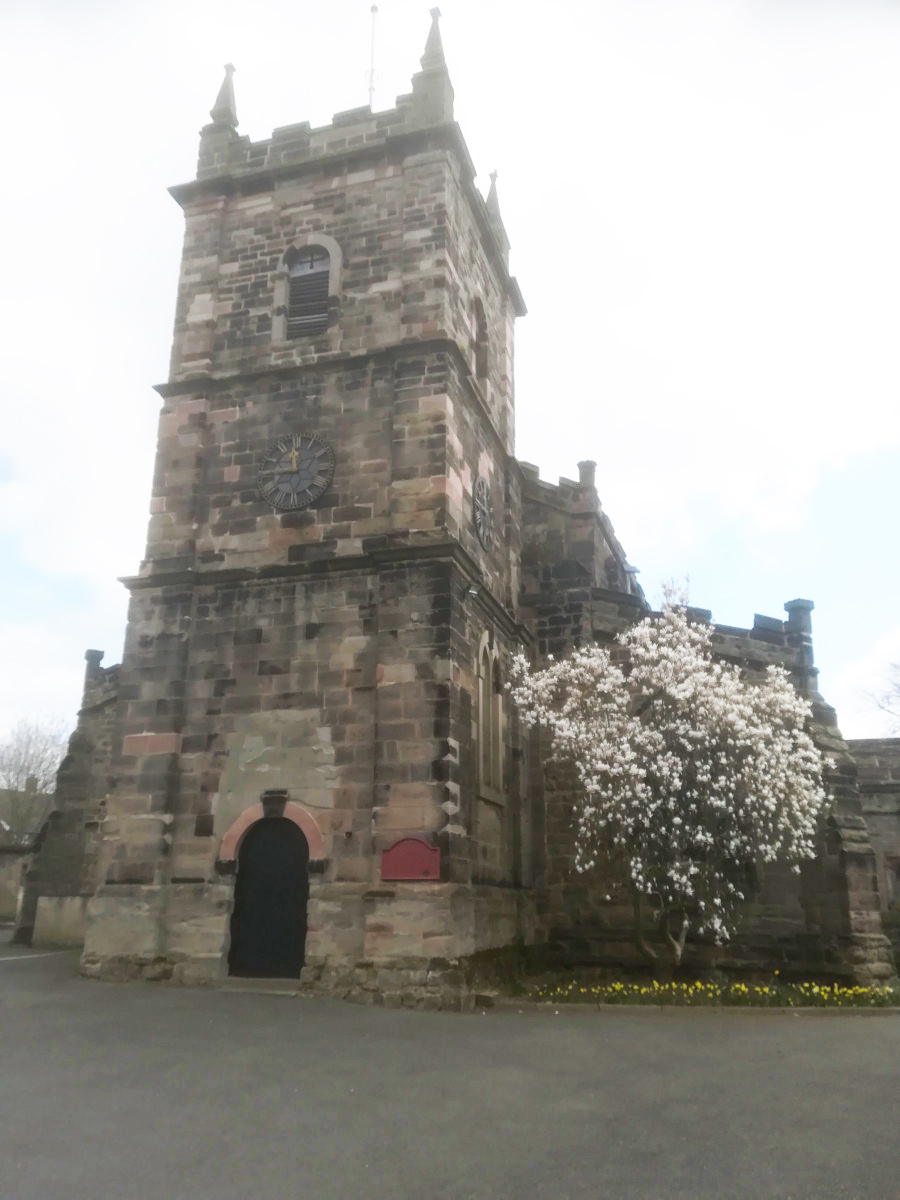 church building in spring